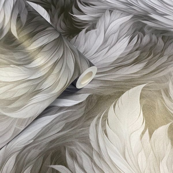 Plumes Large Feathers Abstract Shimmer Black Wallpaper Wall Decor | Muriva - Image 4