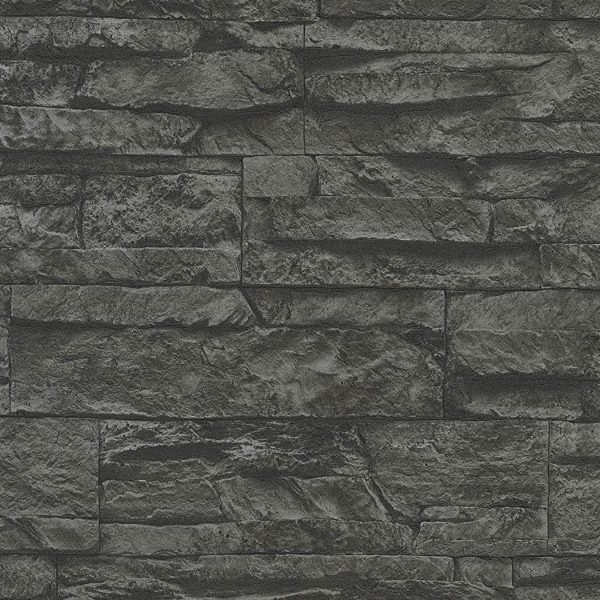 Deco World Black Block Tile Effect Wallpaper Realistic Faux Tile Design | AS Creation - Image 4