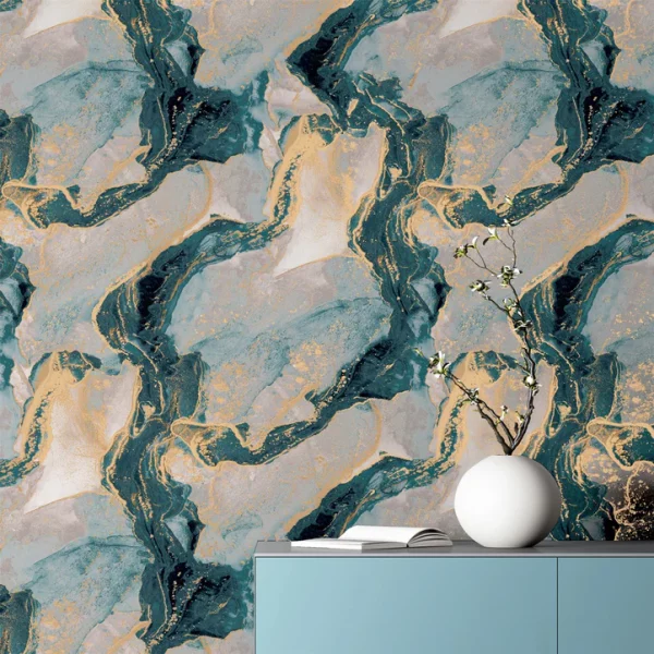 Arthouse | Buy Abstract Marble Teal | Patterned Wallpaper - Image 5