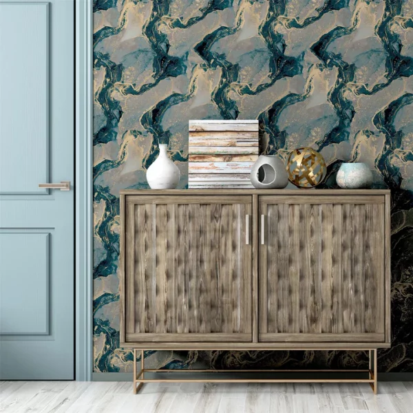 Arthouse | Buy Abstract Marble Teal | Patterned Wallpaper - Image 7