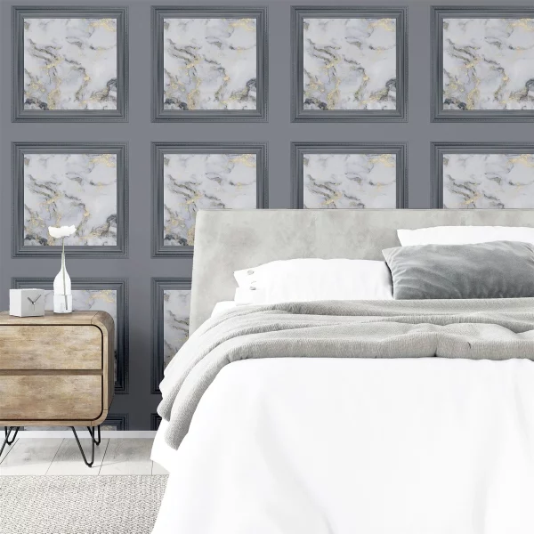 Arthouse | Bahia Panel Charcoal Wallpaper for Bedroom | Designer Wallpaper - Image 4