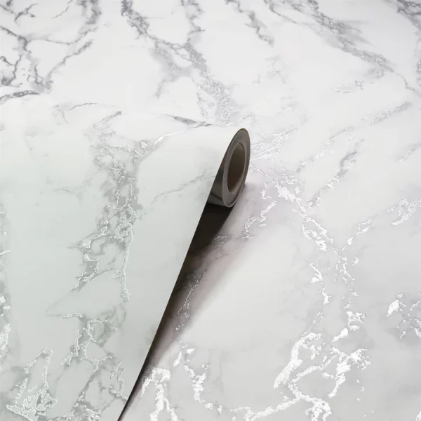 Arthouse | Carrara Marble Silver Wallpaper | Removable Wallpaper - Image 5