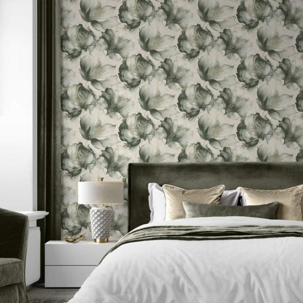 Muriva | Luxury Botanical Design | Green & Metallic Gold | Metallic Wallpaper - Image 4