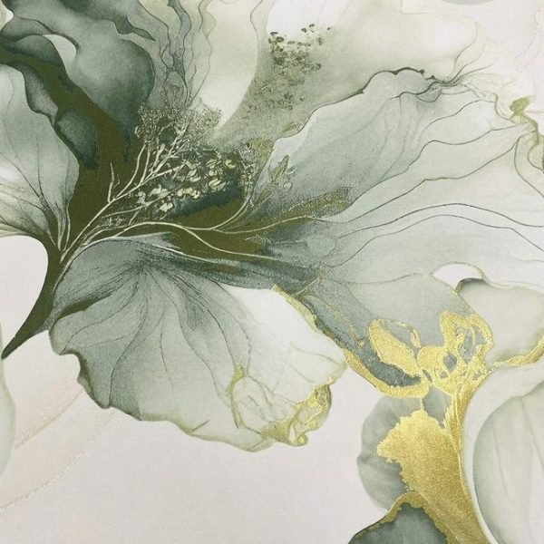 Muriva | Luxury Botanical Design | Green & Metallic Gold | Metallic Wallpaper - Image 6