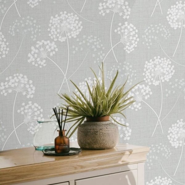 Grace Allium Grey & Silver Metallic Floral Texture Wallpaper | Premium AS Creation Wall Covering, Elegant Design | Fine Decor - Image 6