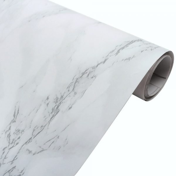 Living and Home Marble Effect White Rectangle Self Adhesive Wallpaper - Image 5
