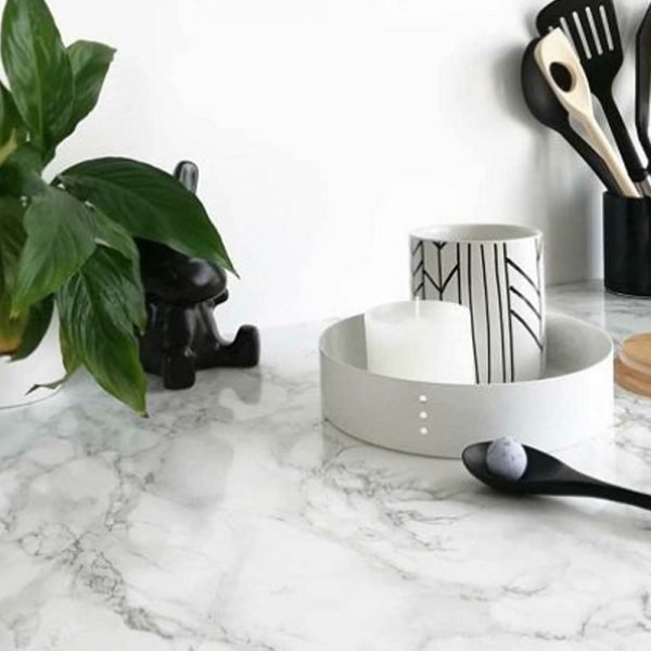 Living and Home Marble Effect White Rectangle Self Adhesive Wallpaper - Image 7