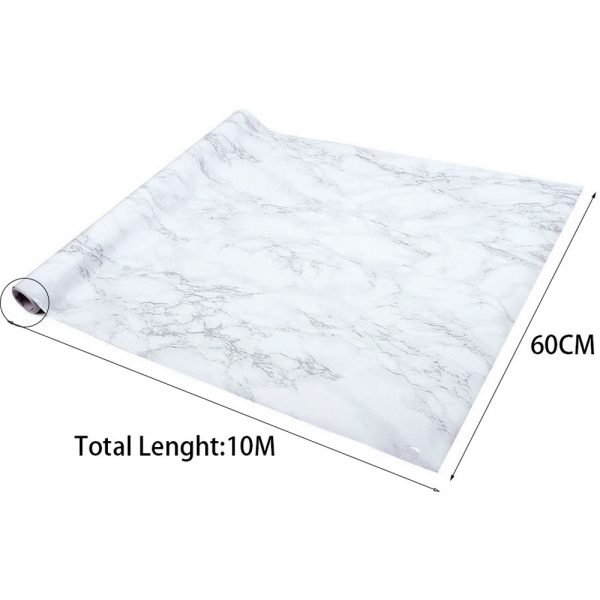 Living and Home Marble Effect White Rectangle Self Adhesive Wallpaper - Image 8