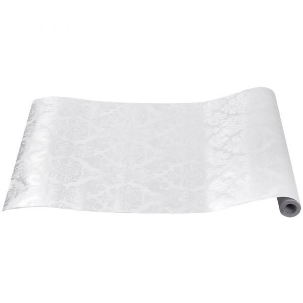 Living and Home Retro Floral Damask White PVC Self Adhesive Wallpaper - Image 4