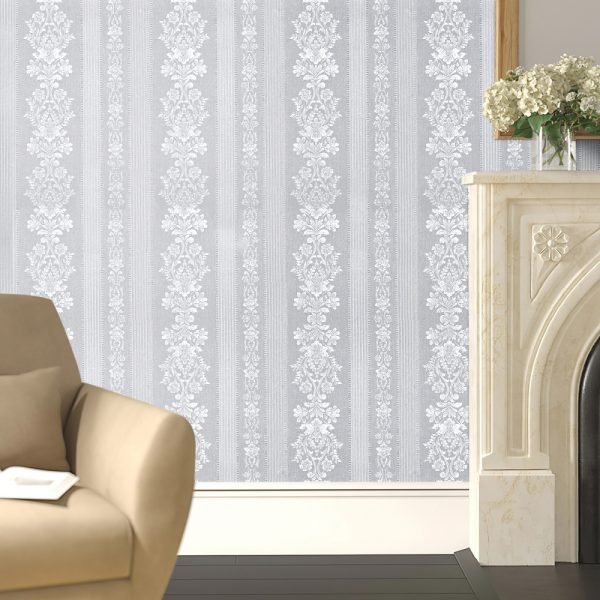 Living and Home Retro Floral Textured White PVC Self Adhesive Wallpaper - Image 8