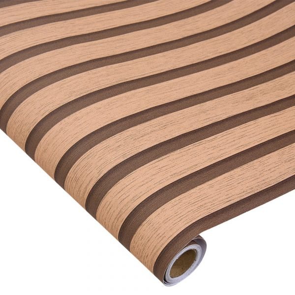 Living and Home Wood Grain Stripe Orange Rectangle PVC Self Adhesive Wallpaper - Image 4