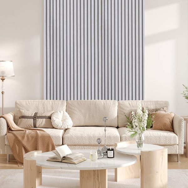 Living and Home Wood Grain Stripe White Rectangle PVC Self Adhesive Wall Sticker 10 Pack - Image 6
