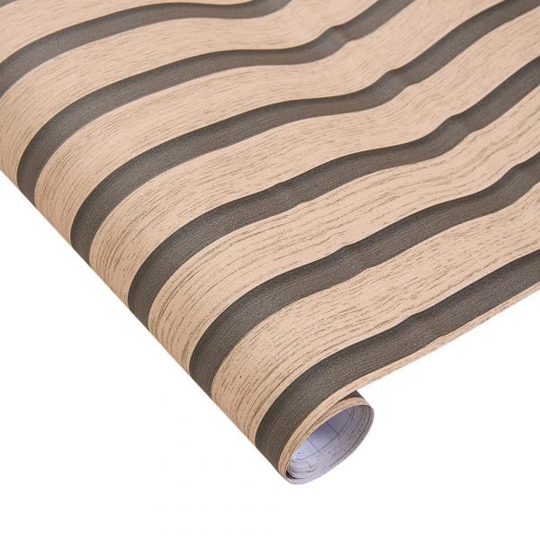 Living and Home Wood Grain Stripe Yellow Rectangle PVC Self Adhesive Wallpaper - Image 4