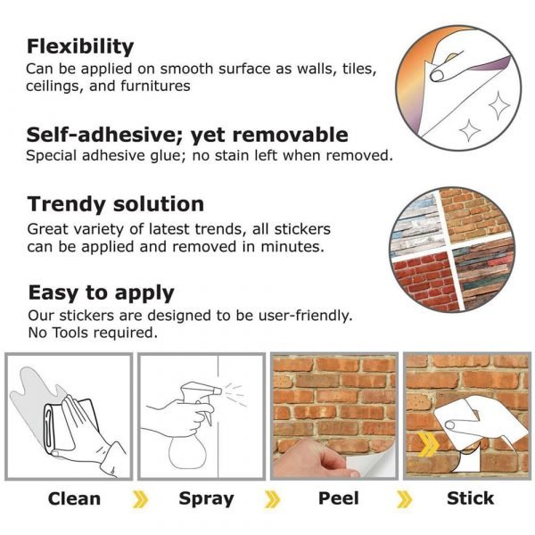 Walplus London Topaz Brick Wall Self-adhesive Decal Wallpaper - Image 4