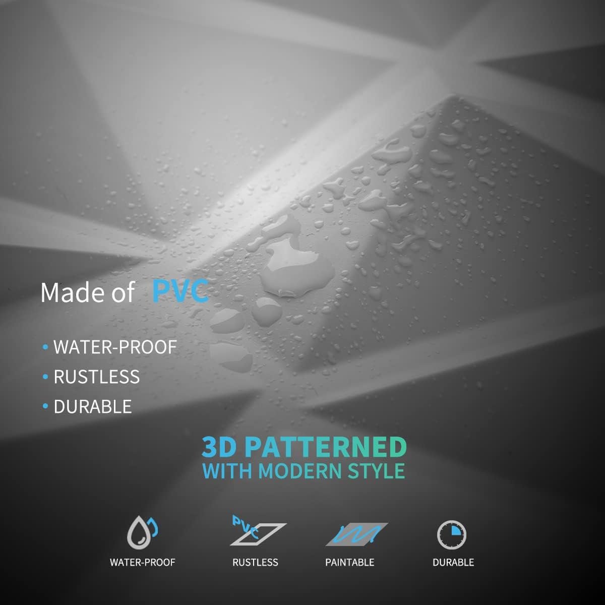 Art3d Decorative 3D Wall Panels in Diamond Design, 12"x12" Matt White for Home and Office Decor (33 Pack) - Image 3