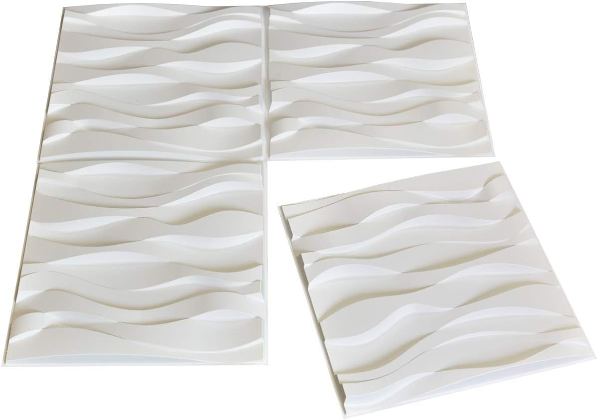 Art3d Decorative 3D PVC Wall Panel for Interior Décor, 12-Pack 19.7 x 19.7 in., 32 Square Feet, Wave 4 - Image 2