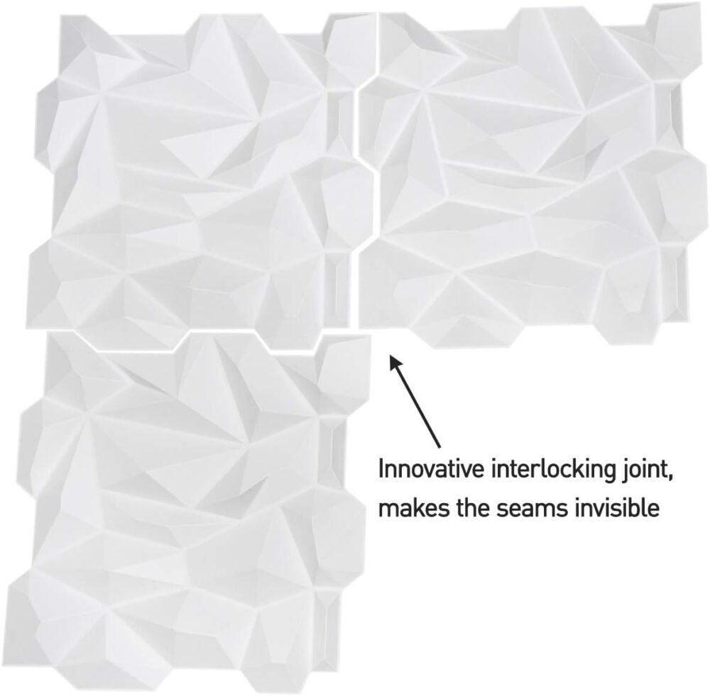 PVC 3D Diamond Wall Panel Jagged Matching-Matt White, for Residential ...