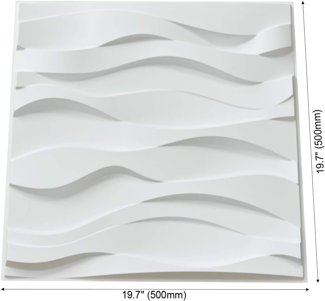 Art3d Decorative 3D PVC Wall Panel for Interior Décor, 12-Pack 19.7 x 19.7 in., 32 Square Feet, Wave 4 - Image 3