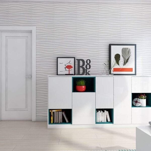 Pack of 12 Vogue 3D White Wall Panels, 3D Decorative Wall Tiles for Living Room, Office, Bedroom, 50x50 cm - Image 7