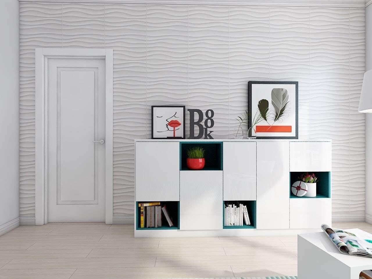 Art3d Pack of 12 Vogue 3D White Wall Panels, 3D Decorative Wall Tiles for Living Room, Office, Bedroom, 50x50 cm - Image 7
