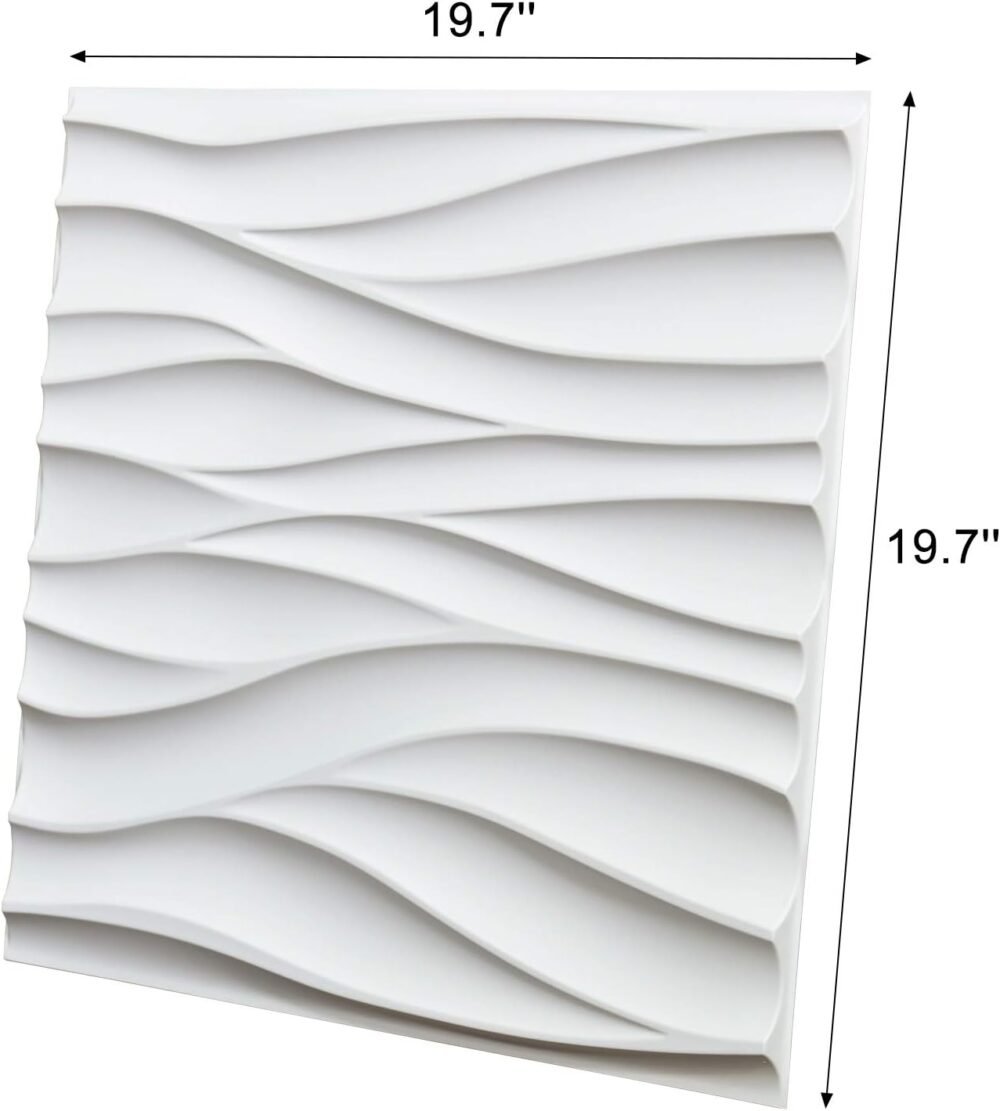 Art3d 3D Wavy PVC Wall Panel in Matt White Cover 2.97 Sq Meter, for ...