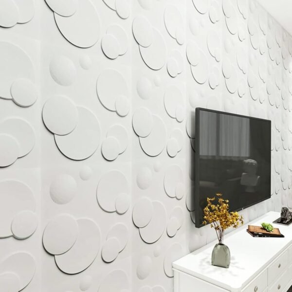 Decorative PVC 3D Wall Panels, White Ring, 50 * 50cm (12 Pack) - Image 4