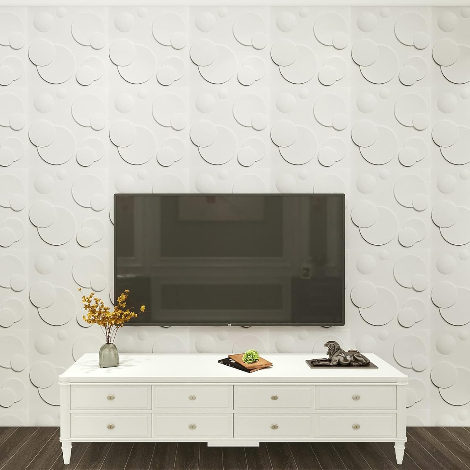 Art3d Decorative PVC 3D Wall Panels, White Ring, 50 * 50cm (12 Pack) - Image 5