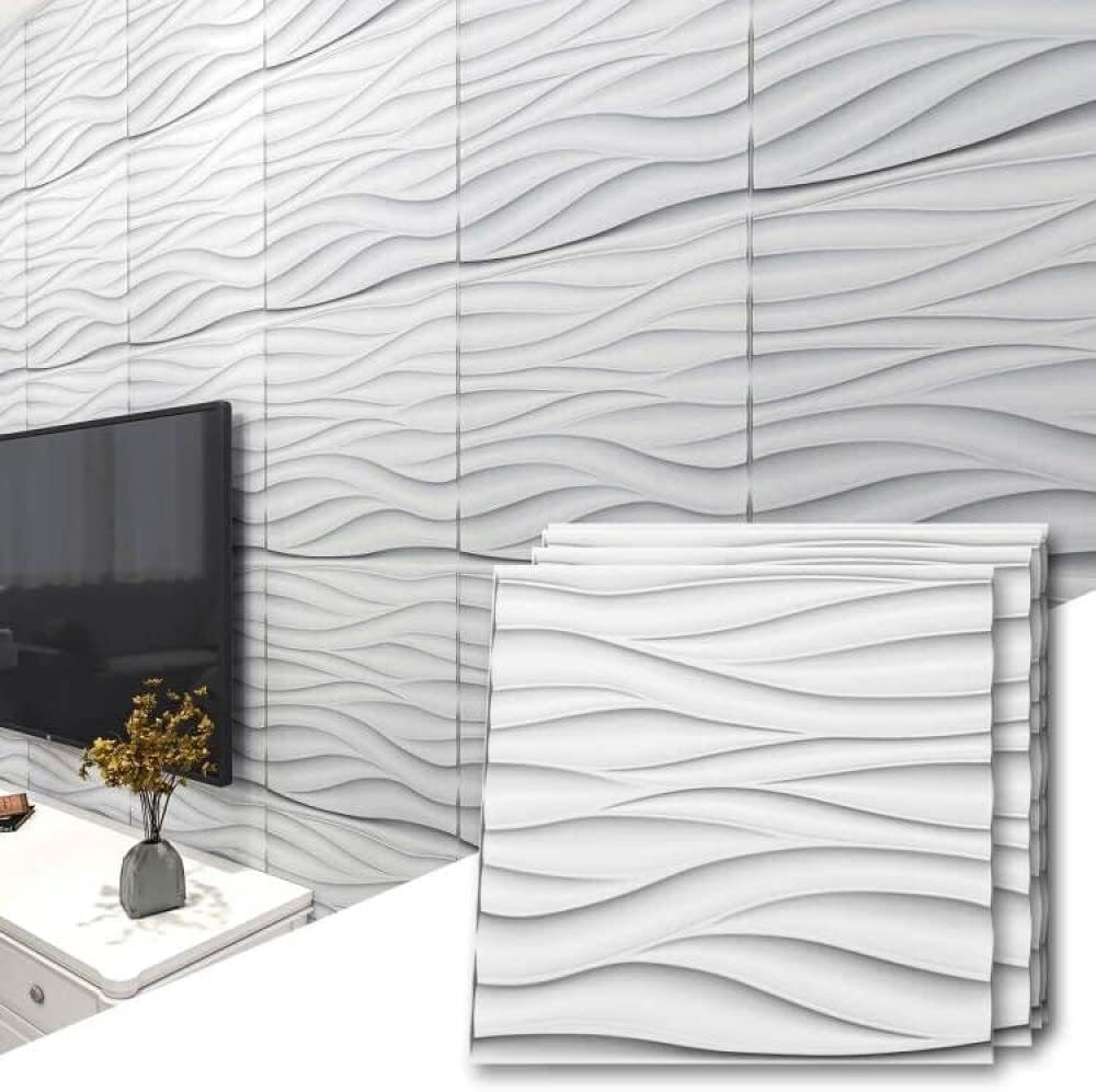Art3d 3D Wavy PVC Wall Panel in Matt White Cover 2.97 Sq Meter, for Interior Wall Décor in Living Room,Bedroom,Lobby,Office,Shopping Mall - Image 3