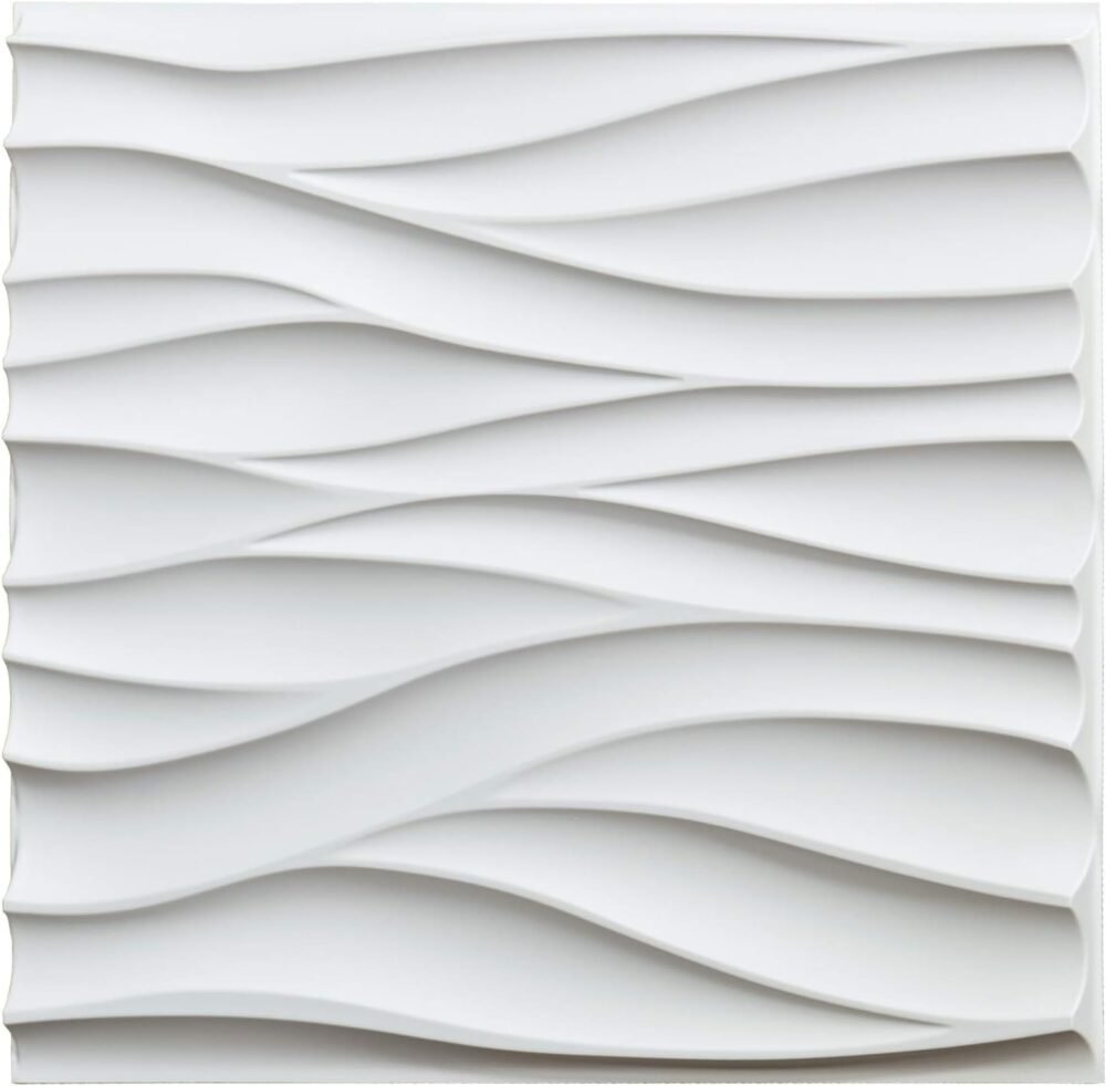 Art3d 3D Wavy PVC Wall Panel in Matt White Cover 2.97 Sq Meter, for ...