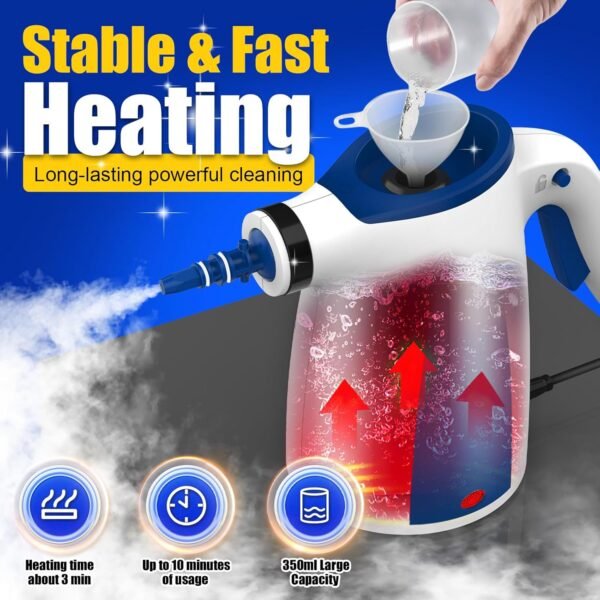 Hand Held Steam Cleaner, Portable Steam Cleaners, Steam Cleaner Handheld, Comes with 12-Piece Accessories for Multi-Surface Stain Removal, Perfect for Stain Removal, Car, Sofa, Floor, Bathroom, Window - Image 9