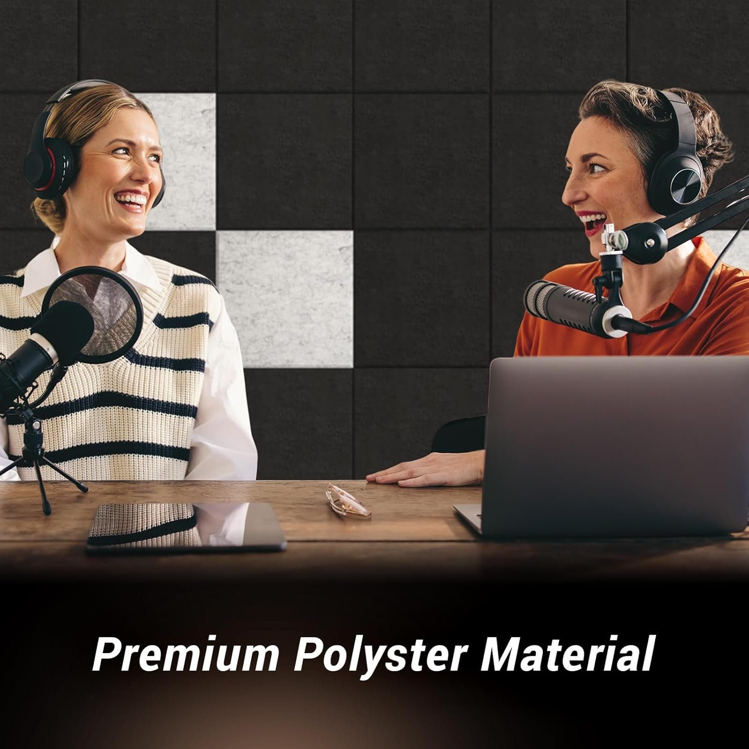 12 Pack Sound Proofing Panels Self-adhesive, TONOR 30x30x0,9cm Square Acoustic Absorbing Panels for Wall, High Density Insulation Soundproofing Panels for Podcast Studio, Living Room, Offices, Black - Image 7