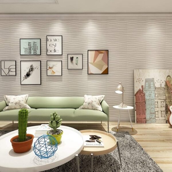 Pack of 12 Vogue 3D White Wall Panels, 3D Decorative Wall Tiles for Living Room, Office, Bedroom, 50x50 cm - Image 6