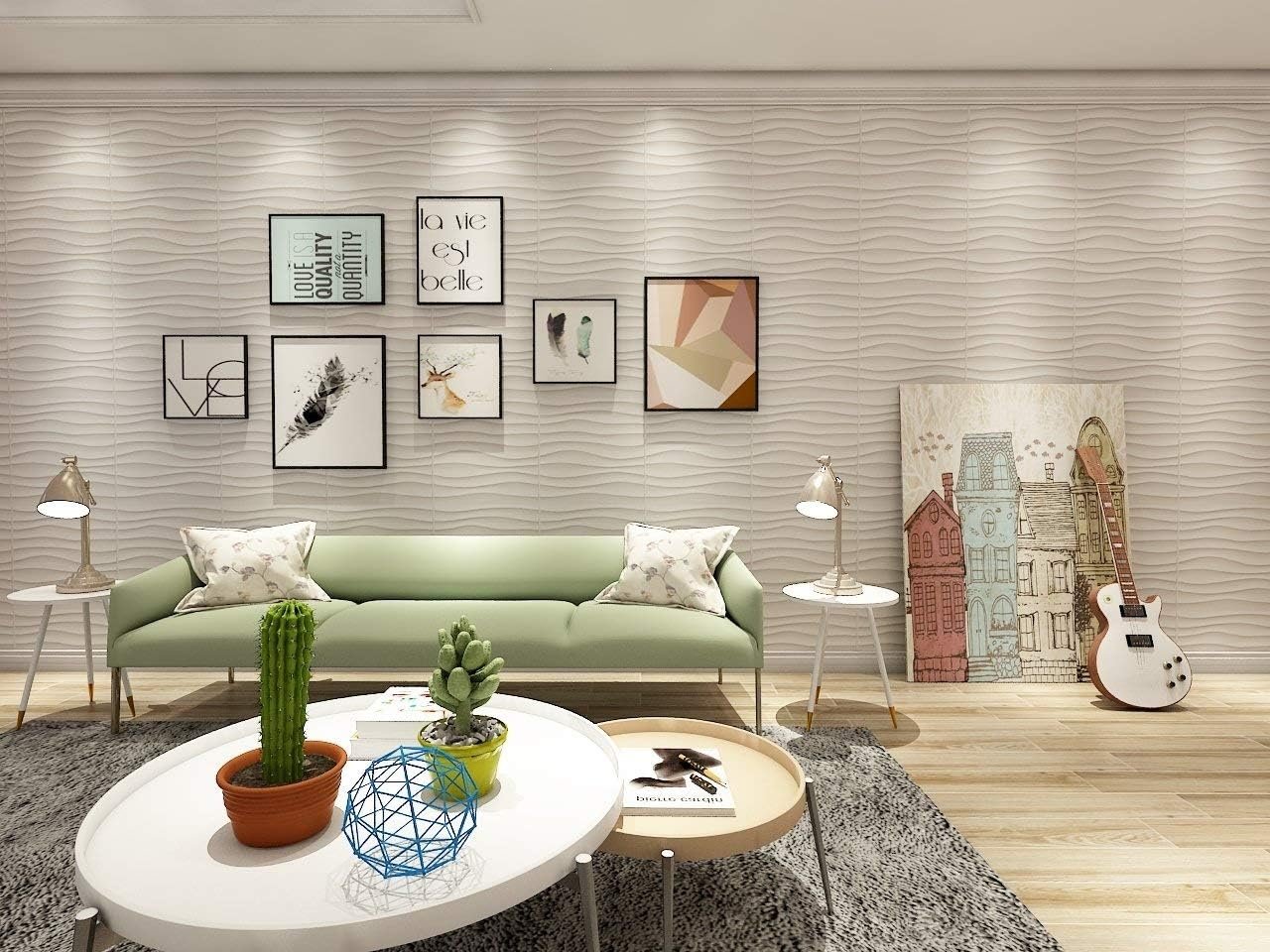 Art3d Pack of 12 Vogue 3D White Wall Panels, 3D Decorative Wall Tiles for Living Room, Office, Bedroom, 50x50 cm - Image 6