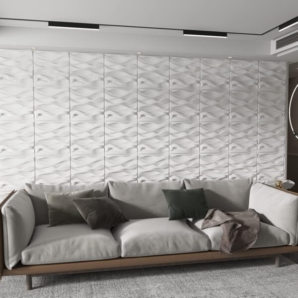Decorative 3D PVC Wall Panel for Interior Décor, 12-Pack 19.7 x 19.7 in., 32 Square Feet, Wave 4 - Image 4