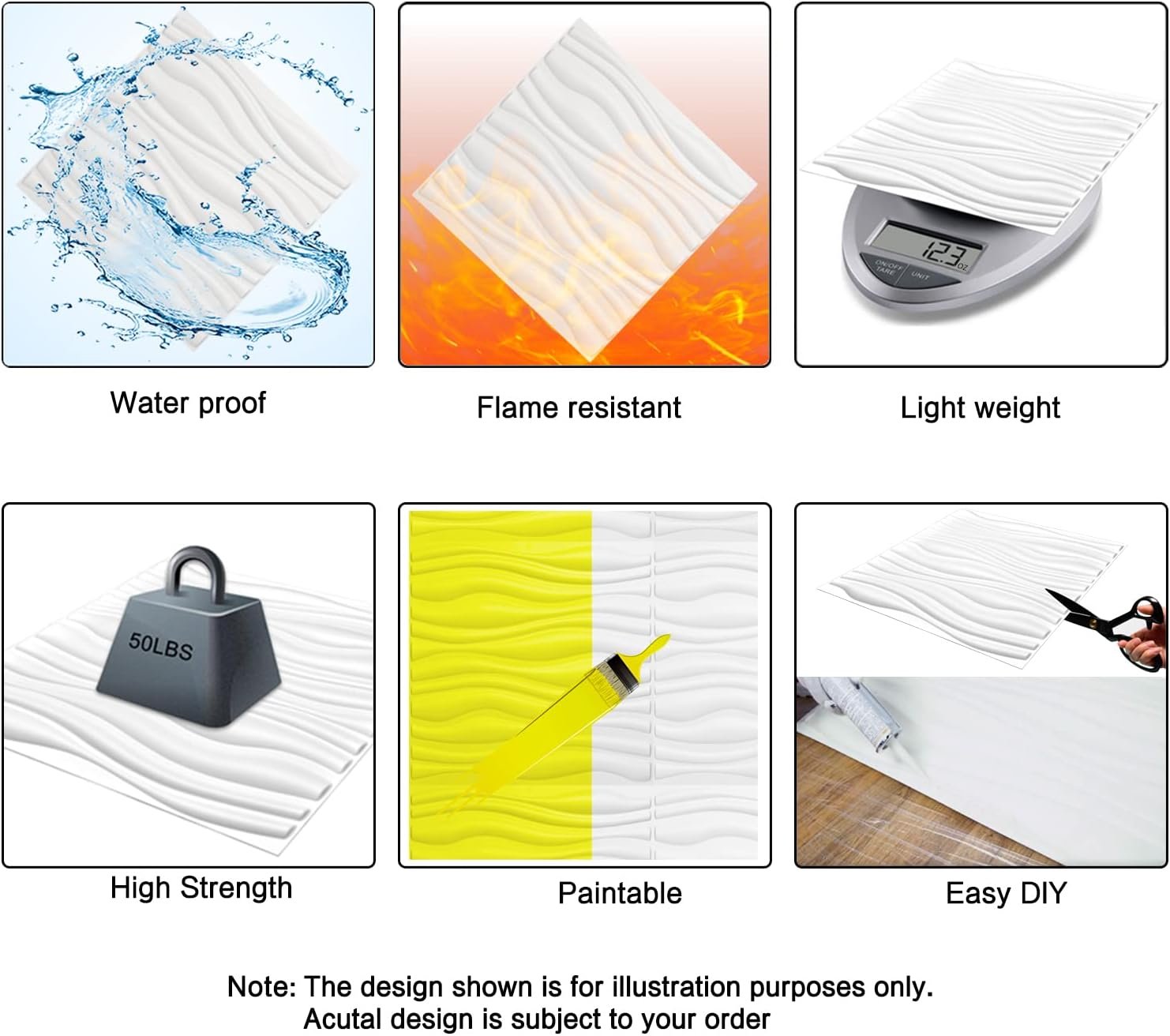 Art3d Decorative PVC 3D Wall Panels, White Ring, 50 * 50cm (12 Pack) - Image 6