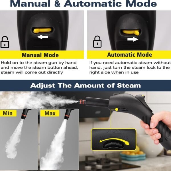 Steam cleaner, steamer cleaning, handheld steam cleaner with 21 accessories, 248 ° F high temperature, suitable for kitchen oil stains, floor sofas, interior decoration, toys - Image 4