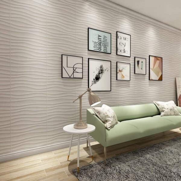 Pack of 12 Vogue 3D White Wall Panels, 3D Decorative Wall Tiles for Living Room, Office, Bedroom, 50x50 cm - Image 4