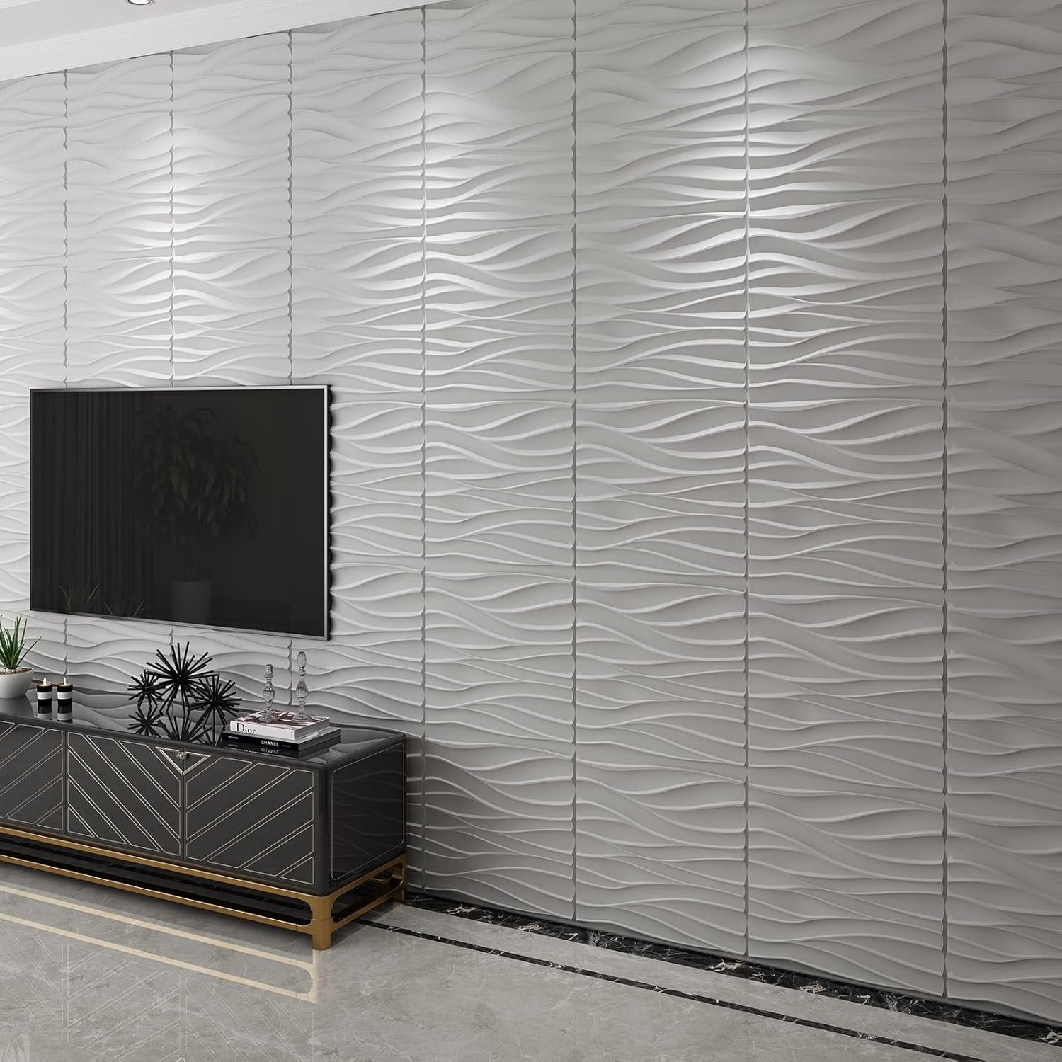 Art3d 3D Wavy PVC Wall Panel in Matt White Cover 2.97 Sq Meter, for Interior Wall Décor in Living Room,Bedroom,Lobby,Office,Shopping Mall - Image 8