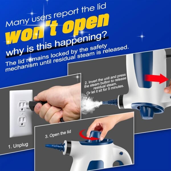 Hand Held Steam Cleaner, Portable Steam Cleaners, Steam Cleaner Handheld, Comes with 12-Piece Accessories for Multi-Surface Stain Removal, Perfect for Stain Removal, Car, Sofa, Floor, Bathroom, Window - Image 6