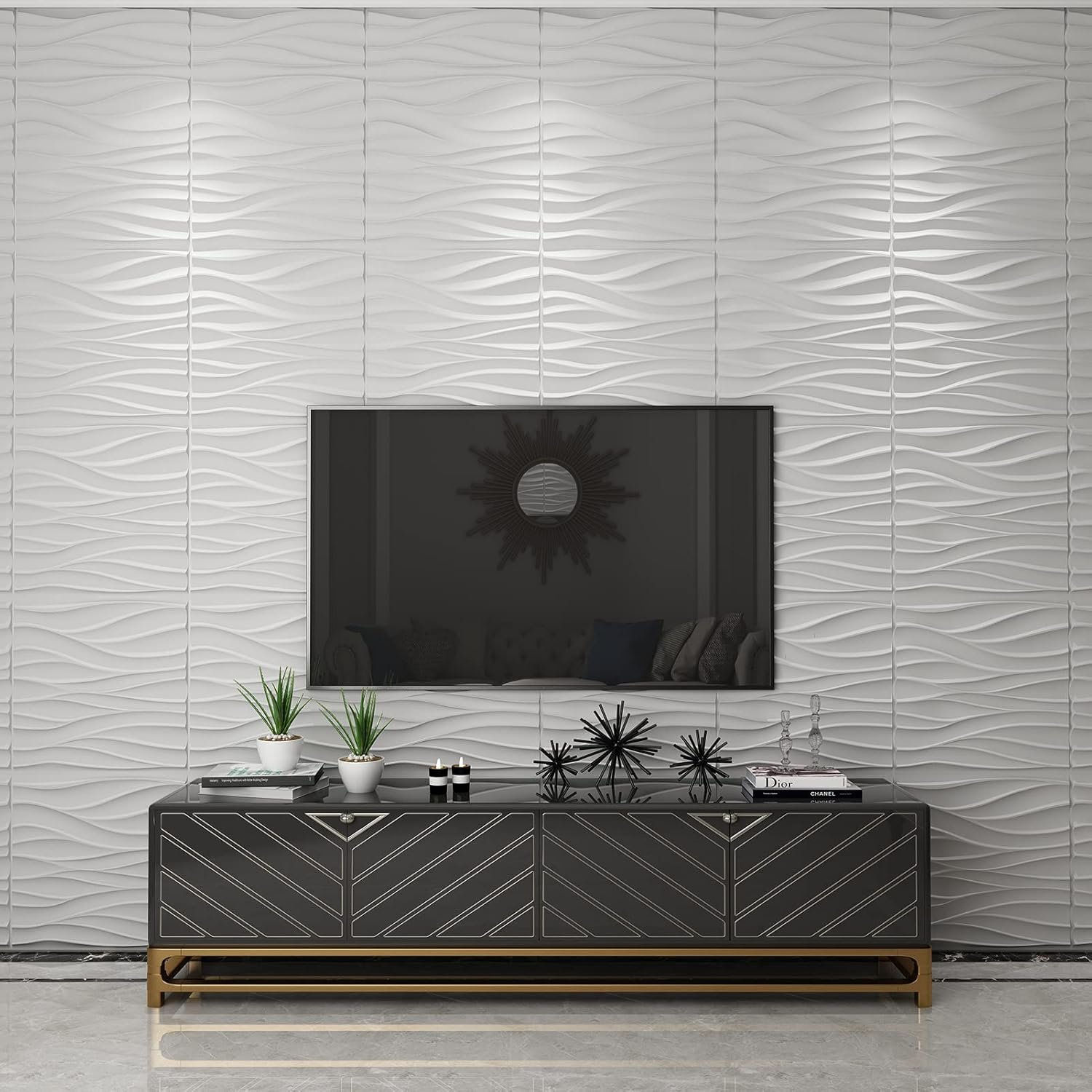 Art3d 3D Wavy PVC Wall Panel in Matt White Cover 2.97 Sq Meter, for Interior Wall Décor in Living Room,Bedroom,Lobby,Office,Shopping Mall - Image 6