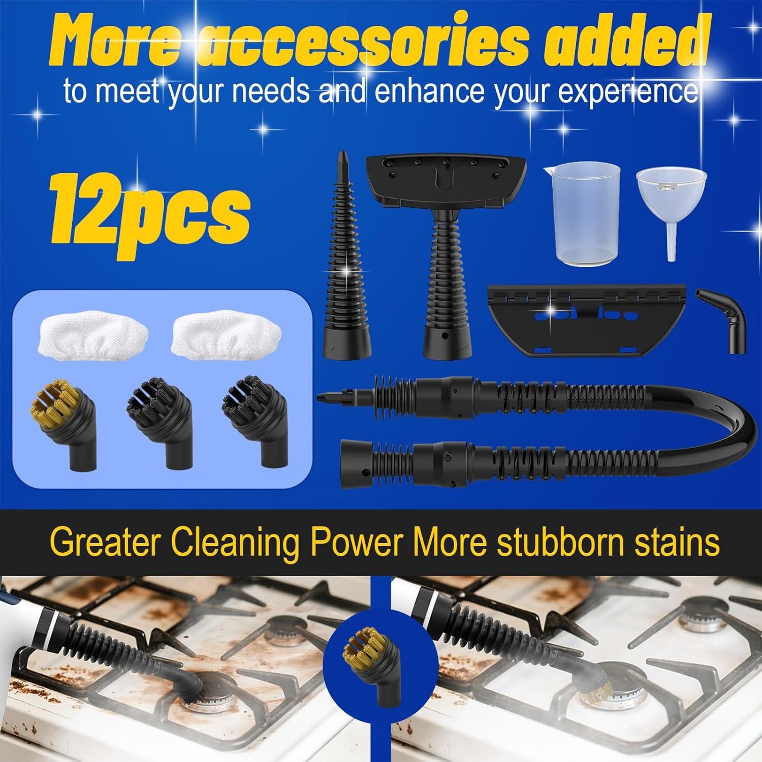 Hand Held Steam Cleaner, Portable Steam Cleaners, Steam Cleaner Handheld, Comes with 12-Piece Accessories for Multi-Surface Stain Removal, Perfect for Stain Removal, Car, Sofa, Floor, Bathroom, Window - Image 7