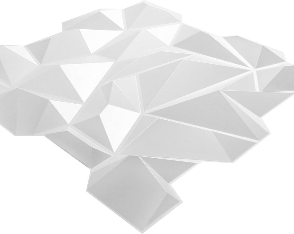 PVC 3D Diamond Wall Panel Jagged Matching-Matt White, for Residential ...