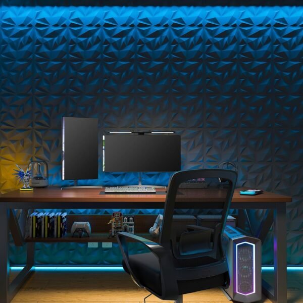 20 Pack Decorative 3D Wall Panels, 19 Sq.Feet PVC Interior Wall Decor for Office, Bedroom, Kitchen, 11.8"x11.8", Black Visit the Art3d Store - Image 4