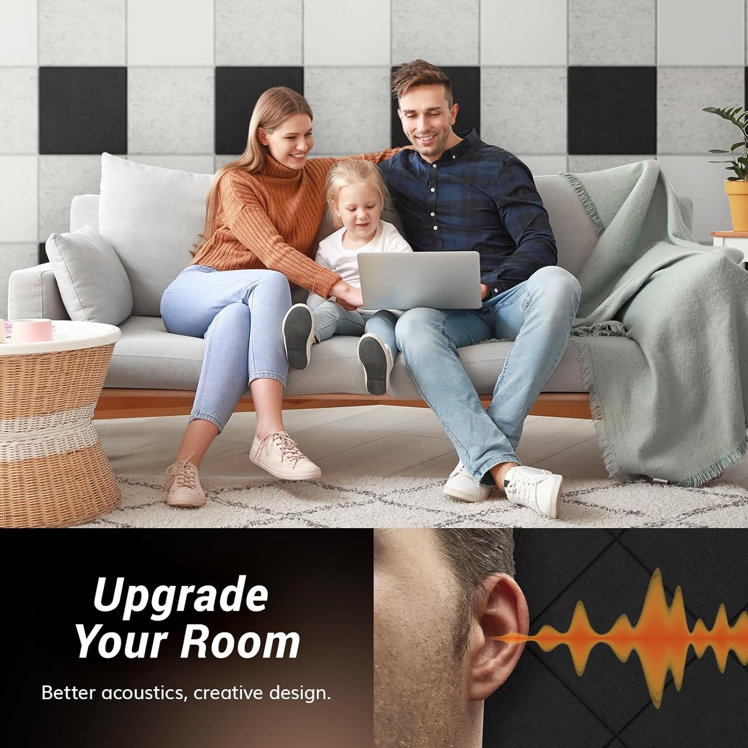 12 Pack Sound Proofing Panels Self-adhesive, TONOR 30x30x0,9cm Square Acoustic Absorbing Panels for Wall, High Density Insulation Soundproofing Panels for Podcast Studio, Living Room, Offices, Black - Image 6