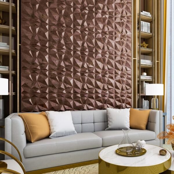 Textures 3D Wall Panels Antique Copper Diamond Design for Interior Wall Decor Pack of 12 Tiles 32 Sq Ft (PVC), 19.7 x 19.7 Inch - Image 9