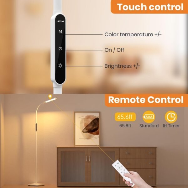 LED Floor Lamp with Remote Control, Adjustable Brightness & Colour Temperature - Image 8