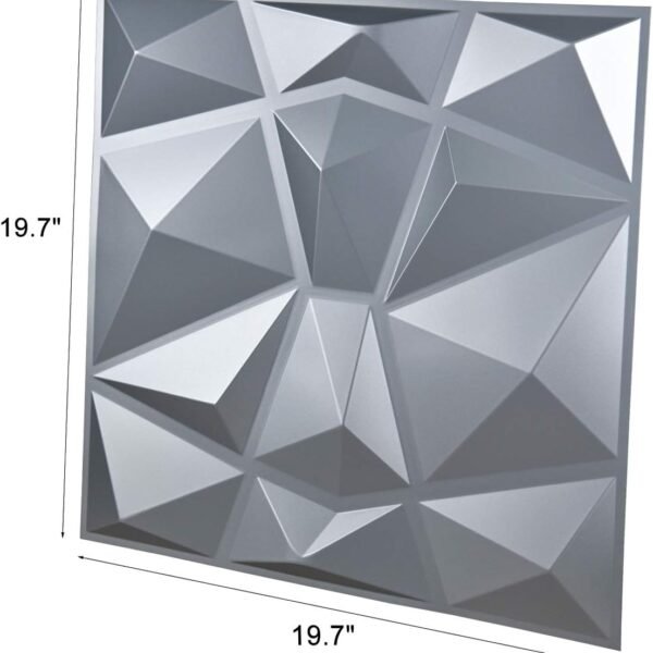 3D Paneling Textured 3D Wall Design, Grey Diamond, 19.7"x19.7" for Living Room, Bathroom, Kitchen Decor (12 Pack) (Matt Grey) - Image 5