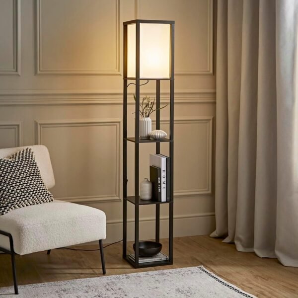 MiniSun Wooden Floor Lamp with Shelves - Image 8