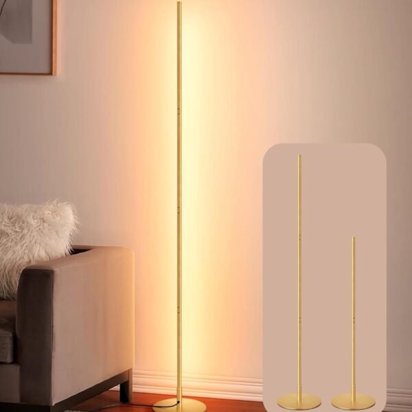 LED Floor Lamp, 146cm Minimalist Dimmable Standing Lamp with Foot Switch, Stepless Dimming, Tall Corner Lamp for Living Room, Bedroom, Office, 3000K, Gold Visit the EDISHINE Store - Image 22