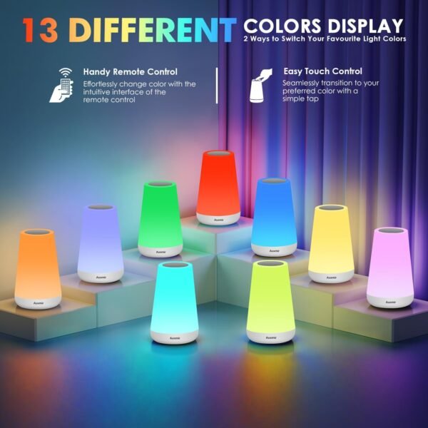 LED Touch Bedside Lamp with RGB Colour Changing - Image 48